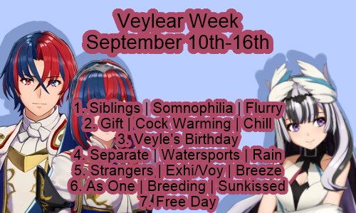 ZappsEvents's tweet photo. Another upcoming event, to celebrate a new sibling bond that goes a little too hard, it's Veylear week! Just in time for Veyle's birthday! https://t.co/GKSUWn1UIr