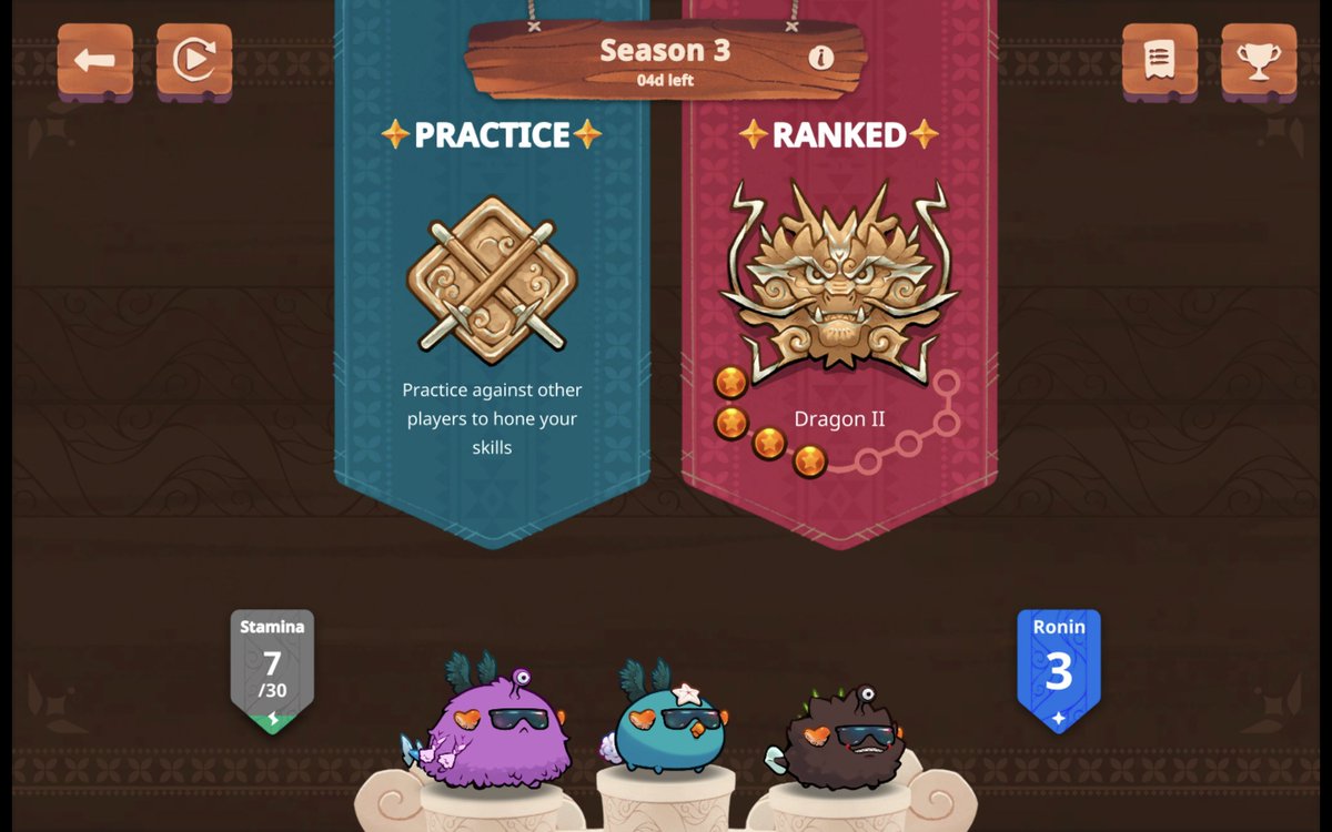 Finalmente nos montamos el equipo con el que pelearemos esta última era. No está optimizado, pero se dará todo en la arena! Top 300 por el momento ^^ 

#AxieInfinity #AxieOrigins