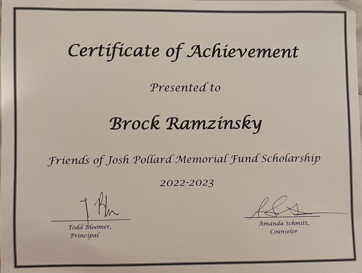 We are super proud of Brock! He was awarded the Josh Pollard Memorial Scholarship. Josh was a remarkable student-athlete who exhibited what our community is about. @NEISD @NeisdAthletics @WCRonHarris @csa_wc @bloomer_sa @Brockram5