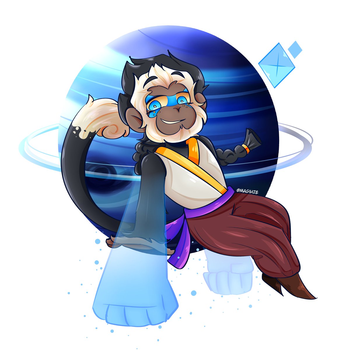 Magih_set's tweet photo. ✧☽◯🫐Neptune🫐◯☾✧     

Chang Bi Lian (Long), is the second of the four celestial primates, his planet is Neptune; icy planet. Neptune represents inspiration, receptivity, ideals, beliefs and dreams☁

#fourcelestialprimates #quartetmonkeys #lmkoc #longarmedgibbon https://t.co/ommglH3SyJ