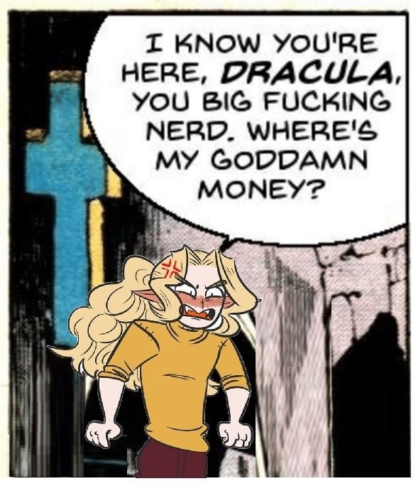 My friend project brought up if any supernatural creatures owed Jean money

My friend Cas thought it would be funny if Dracula owed Jean court cost and I've decided it's canon.
Dracula is also hiding out in Sheboygan, Wisconsin 😅
#Dracula #jeanandclark #WebtoonCanvas