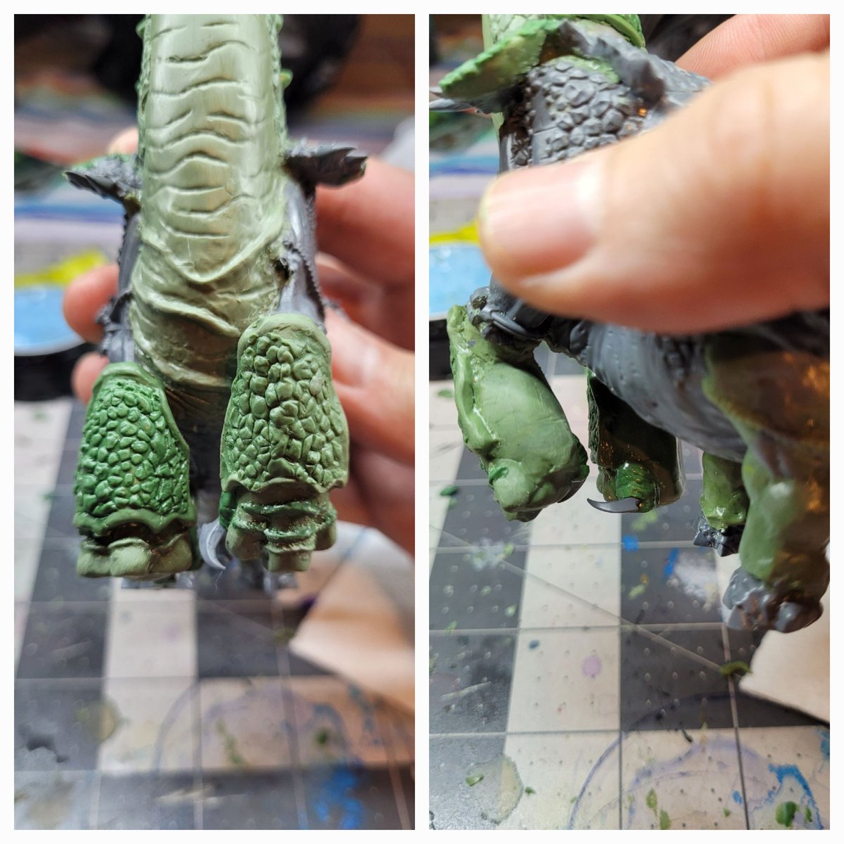 dinojonpaints's tweet photo. #Thunderlizard Friday! I think I might be done on the body? Time to move onto the howdah. I've been working on this project for at least 30 days now... jeez. #seraphon #ageofsigmar #WarhammerCommunity https://t.co/4EjIQ4Os57