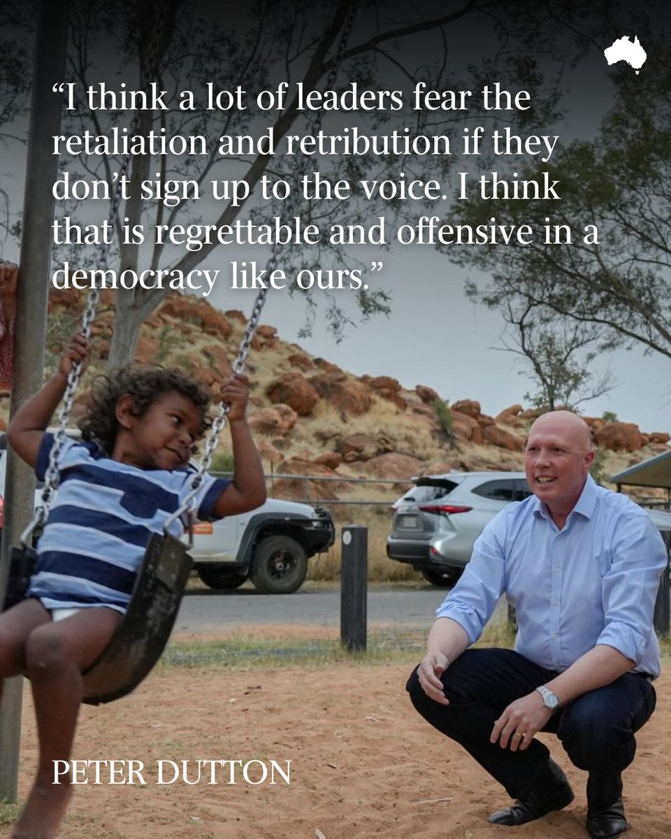 australian's tweet photo. The Opposition Leader addresses moral intimidation on the voice, the dangers in Labor’s model and Julian Leeser’s departure: https://t.co/BIVqqIbCk4 https://t.co/cEGILyYeVx