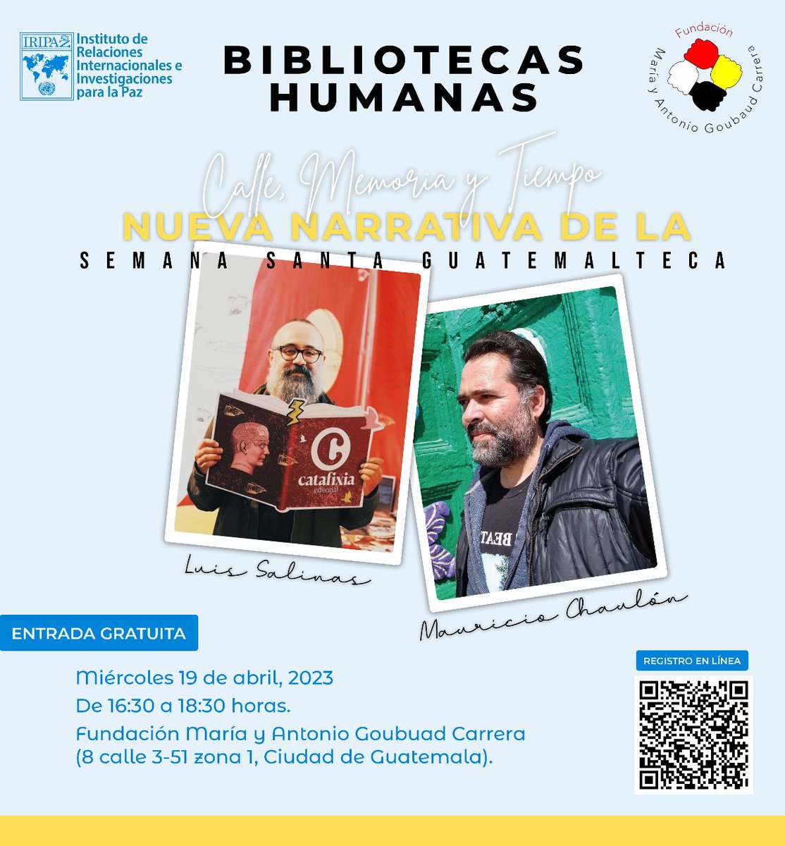 IRIPAZ's tweet photo. Acompáñanos este miércoles en bibliotecas humanas, no olvides registrarte... ¡Te esperamos!

Puedes inscribirte escaneando el código QR. 
¡El cupo es limitado!
#IRIPAZ #LibroHumano #BibliotecaHumana #FMAG https://t.co/Pnd7SRxl35