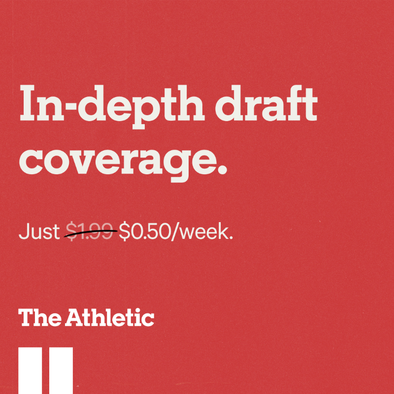 TheAthletic's tweet photo. Get in-depth prospect analysis, mock drafts, and reporting for an unbeatable price. Subscribe to The Athletic for just $0.50/week.