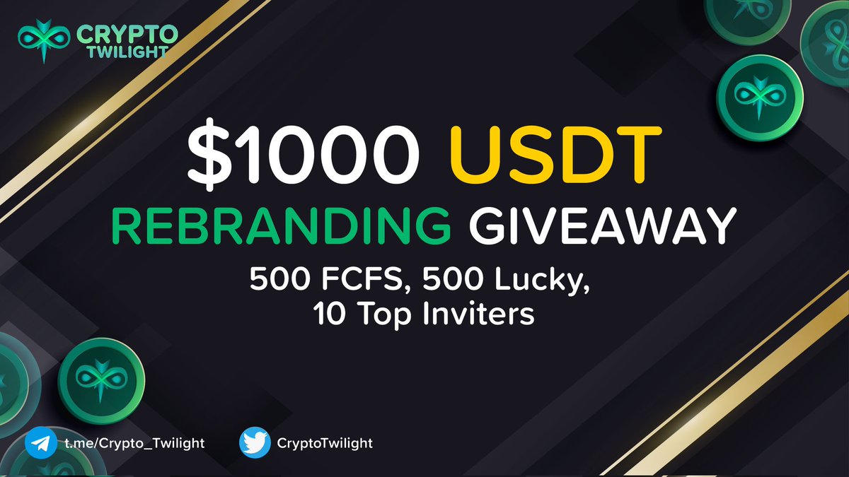 We are back! Let's enjoy Crypto Twilight DAO Rebranding Giveaway.

💰Total Reward Pool: 1000 USDT

✅ Follow <a href="/CryptoTwilight/">Crypto Twilight</a> &amp; <a href="/MoynulCT/">Moynul || CT</a>
✅ Like/RT &amp; Tag 3 friends 
✅ Airdrop Bot: T.me/CTDaoBot

#Giveaway #Airdrop #BSC #BNB