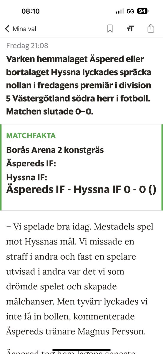 0-0 i seriepremiären mot Hyssna, nu är premiären klar och vi byter blad. Tränare ”Magnus Persson” säger följande om matchen.

Nästa fredag är de nya dag.