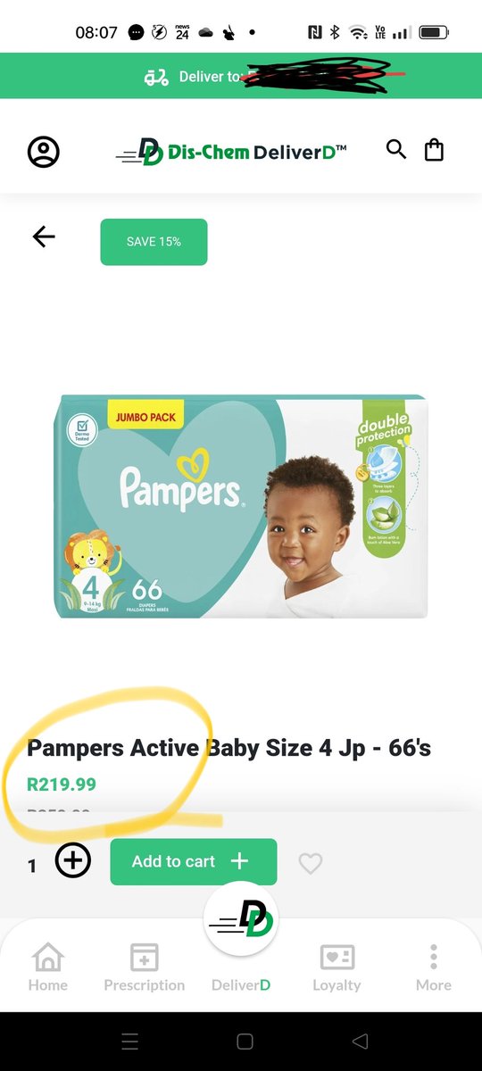 rialdap's tweet photo. @OneCartZA @Dischem why would I buy from one cart? Deliver fee is also not cheap, so this one pack is costing me almost R100 more?! 
Why would I support One Cart then? https://t.co/4xHBvUxxRH