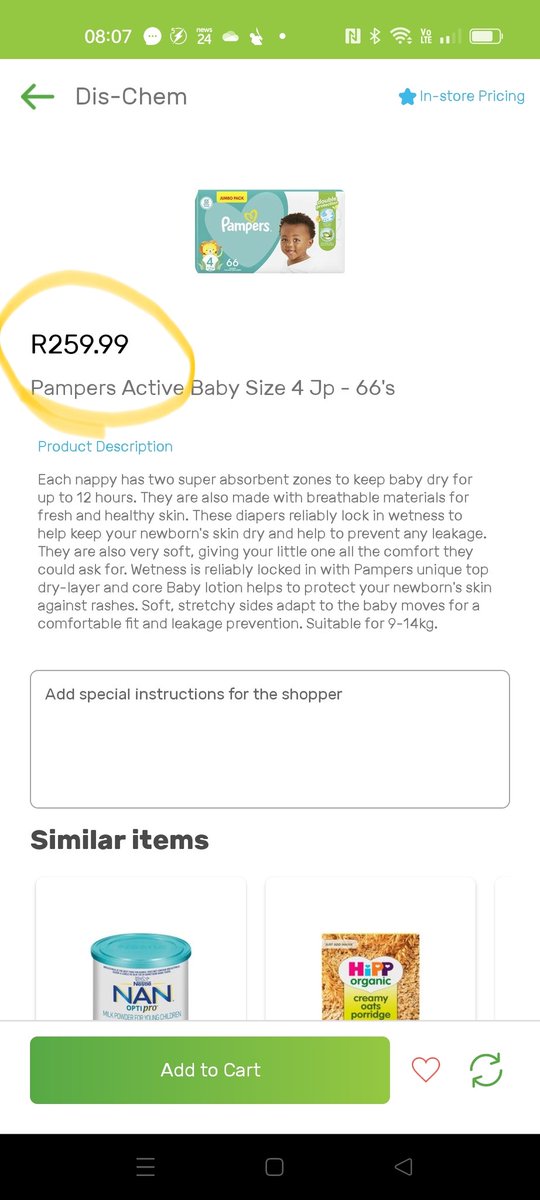 rialdap's tweet photo. @OneCartZA @Dischem why would I buy from one cart? Deliver fee is also not cheap, so this one pack is costing me almost R100 more?! 
Why would I support One Cart then? https://t.co/4xHBvUxxRH