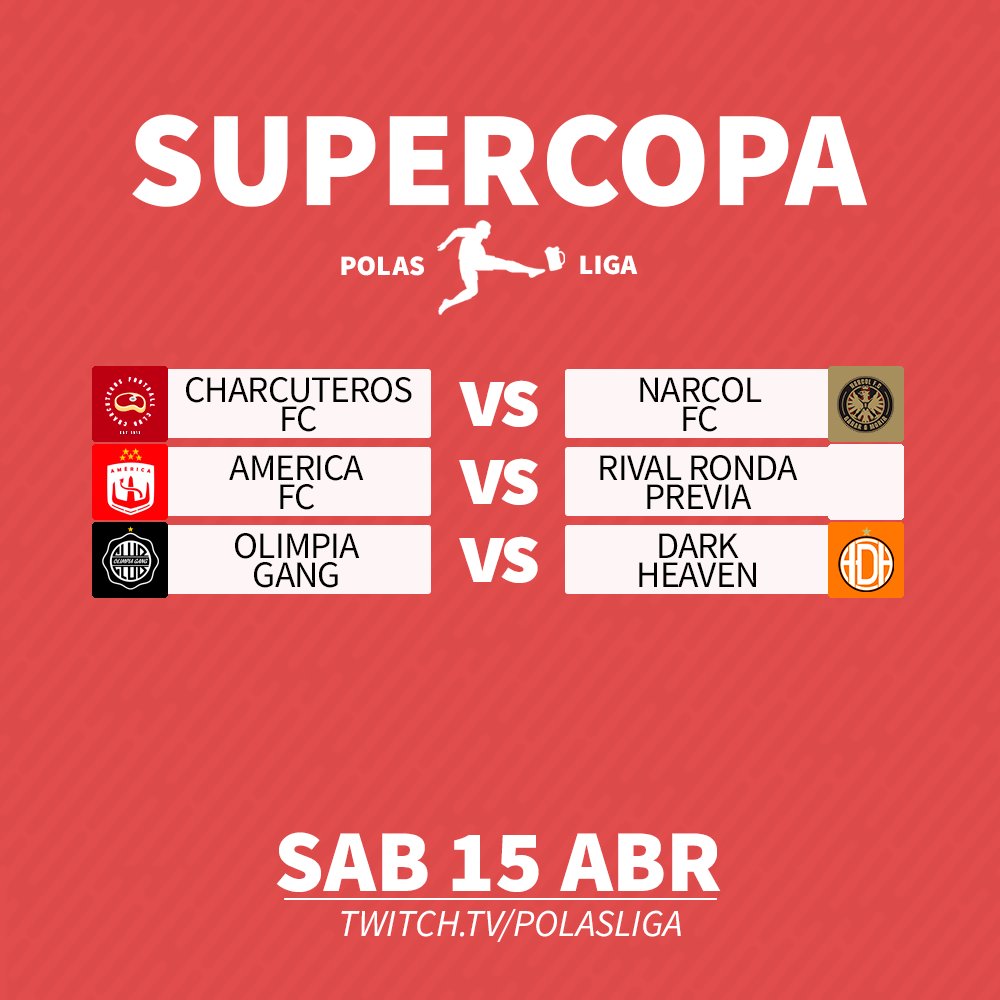 Polas Liga (@polasliga) on Twitter photo ¡VUELVE EL FUTBOL! ¡VUELVE A RODAR LA PELOTA!
El primero trofeo de la temporada, la #SuperPolasCup se estará jugando este fin de semana. El vigente campeón <a href="/America_FCc/">América FC</a> busca defender el titulo.
⏰ 16hrs🇨🇴 18hrs🇦🇷🇧🇷 23hrs🇪🇸
📺 twitch.tv/polasliga
📊 challenge.place/c/64014f3ec7d2… ¡VUELVE EL FUTBOL! ¡VUELVE A RODAR LA PELOTA!
El primero trofeo de la temporada, la #SuperPolasCup se estará jugando este fin de semana. El vigente campeón <a href="/America_FCc/">América FC</a> busca defender el titulo.
⏰ 16hrs🇨🇴 18hrs🇦🇷🇧🇷 23hrs🇪🇸
📺 twitch.tv/polasliga
📊 challenge.place/c/64014f3ec7d2…
