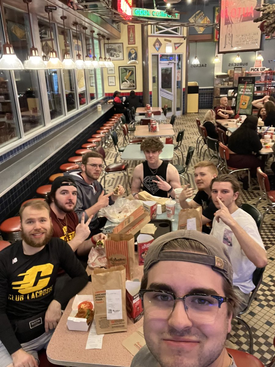 CMU Lacrosse (@cmumenslacrosse) on Twitter photo Update from end of day 1 of our chicago trip. Took a big W today against NIU. Then got the dawgs some much needed post game dogs at <a href="/portilloshotdog/">Portillo's</a>
Looking forward to getting back after it tomorrow and finishing the season strong.
#FireUpChips Update from end of day 1 of our chicago trip. Took a big W today against NIU. Then got the dawgs some much needed post game dogs at <a href="/portilloshotdog/">Portillo's</a>
Looking forward to getting back after it tomorrow and finishing the season strong.
#FireUpChips