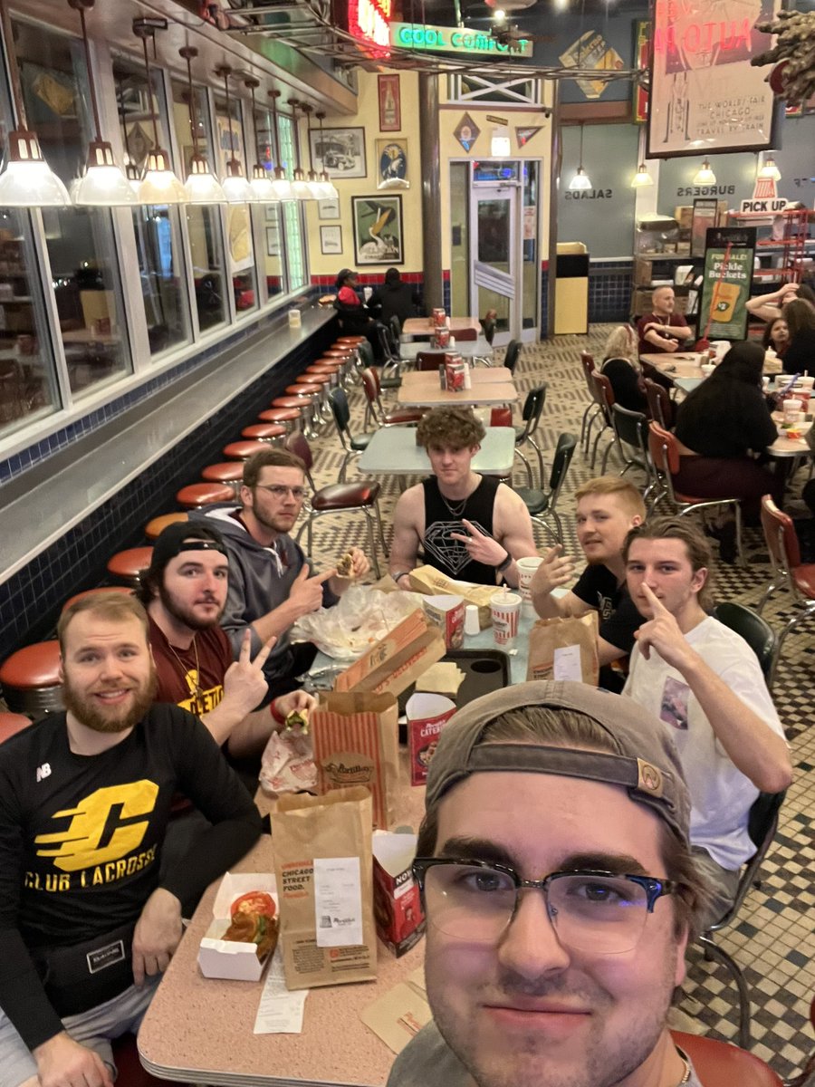 Update from end of day 1 of our chicago trip. Took a big W today against NIU. Then got the dawgs some much needed post game dogs at @portilloshotdog Looking forward to getting back after it tomorrow and finishing the season strong. #FireUpChips