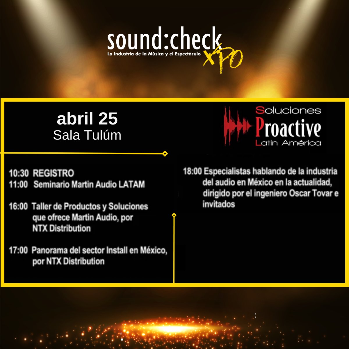 soundcheckXpo's tweet image. Conoce el programa del día 25 de abril, del Seminario de Capacitación Continua que Martin Audio Latam y Soluciones Proactive Latin América te han preparado. 🔗 Apúntate ahora: bit.ly/3Km695V

#SoundcheckXpo #WeAreProactive  #CIECWTC