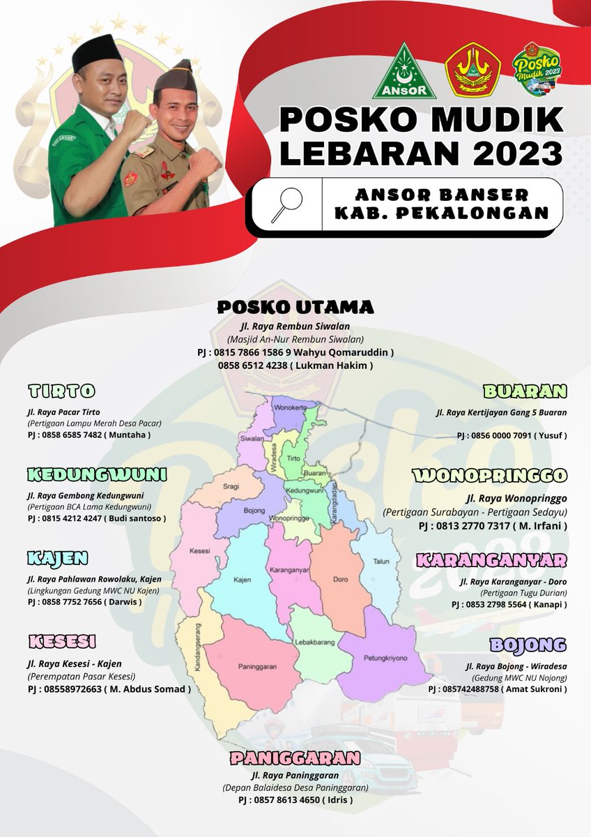 Titik Lokasi 10 Posko Mudik Banser Satkorcab Kab. Pekalongan

#PoskoMudikBanser