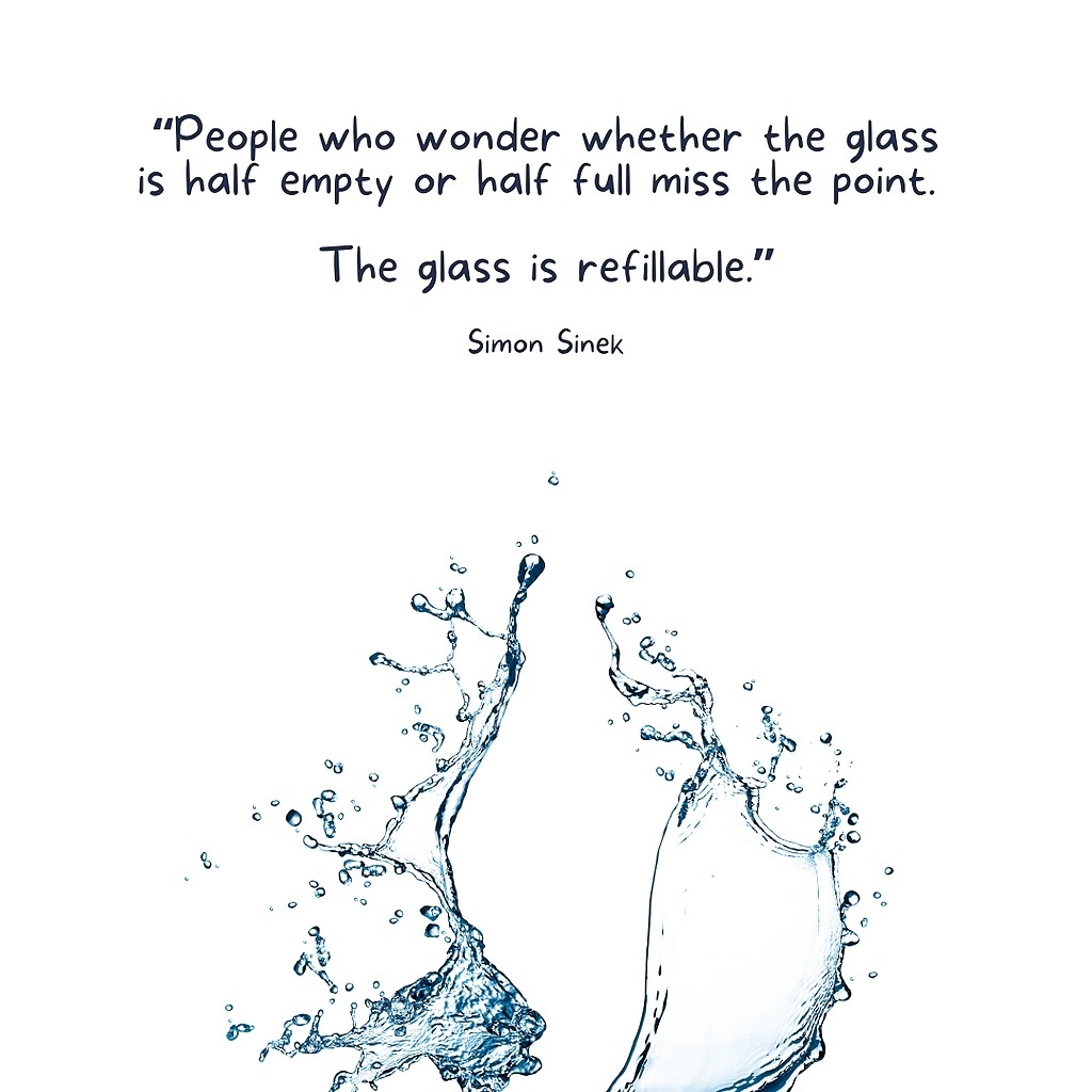 EmeraldWealth_'s tweet photo. "People who wonder whether the glass is half empty or half full miss the point. The glass is refillable."

#Encouragement https://t.co/yZCqufu06W