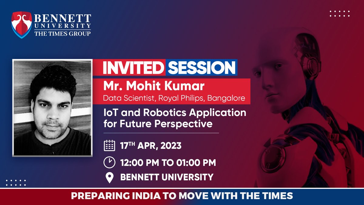 SCSETBennett's tweet photo. #scsetbennett is delighted to have Mr. Mohit Kumar for an expert talk on “IoT and Robotics Application for Future Perspective”.
#bennettuniversity #ComeMoveWithTheTimes #learningbydoing #industryready #skillbuiding #experttalk #ai https://t.co/4FHe187t1a