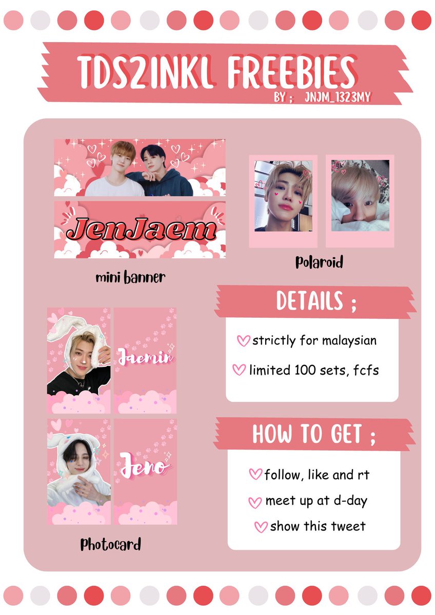 JenJaem MY (@jnjm_1323my) on Twitter photo :ยจยท.ยทยจ:
`ยท. หโยท.๐ #TDS2inKL Freebies ๐
โ สฌสฌสฌby : <a href="/jnjm_1323MY/">JenJaem MY</a>
โ
More Details in picture below
โ
Help Retweet, Appreciate it! โป
See You Soon ! ๐ถ๐ฐ๐ฑ๐
#NCTDREAM_THEDREAMSHOW2_in_KL :ยจยท.ยทยจ:
`ยท. หโยท.๐ #TDS2inKL Freebies ๐
โ สฌสฌสฌby : <a href="/jnjm_1323MY/">JenJaem MY</a>
โ
More Details in picture below
โ
Help Retweet, Appreciate it! โป
See You Soon ! ๐ถ๐ฐ๐ฑ๐
#NCTDREAM_THEDREAMSHOW2_in_KL