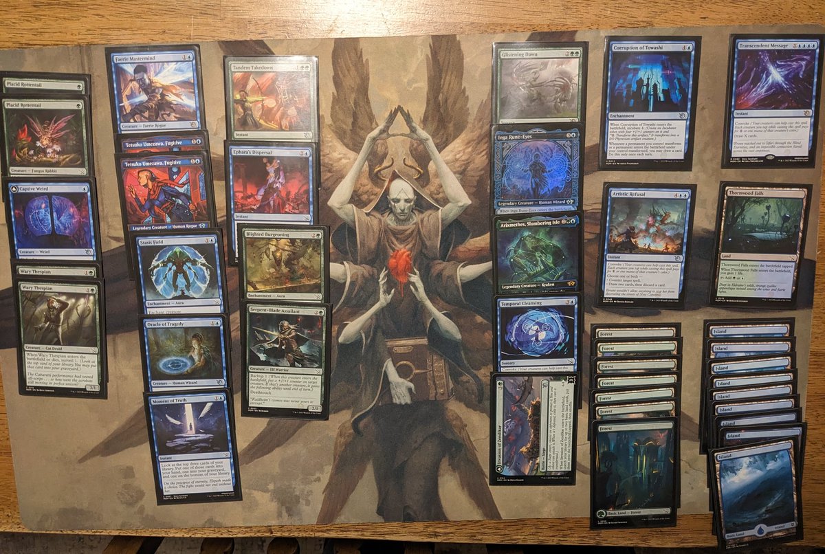 Went 2-1, had lots of fun with Arixmethes, and got to use my @bugmeyer playmat for the first time, good night #magicthegathering #marchofthemachine #fridaynightmagic