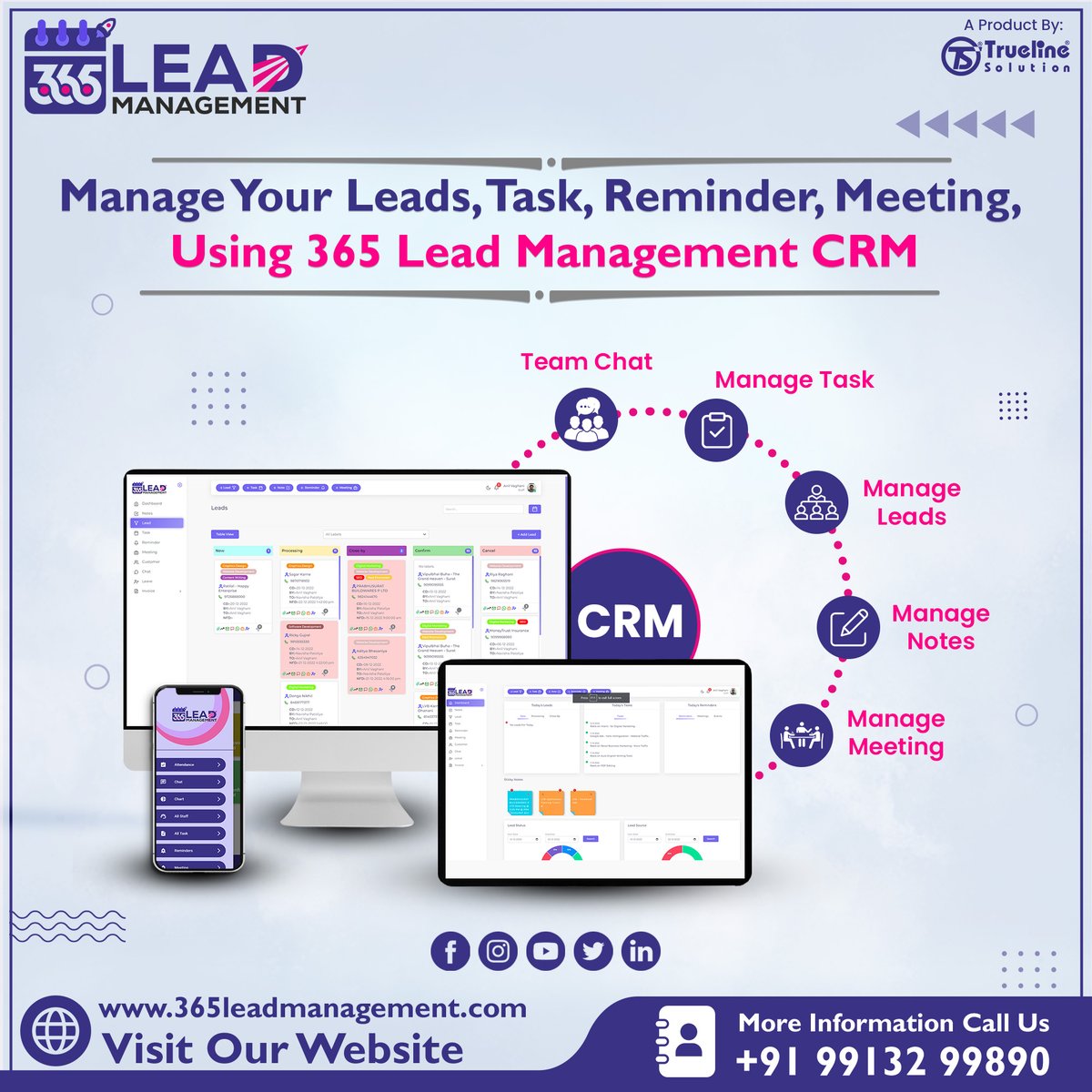 📢 Manage Your Leads, Task, Reminder, Meeting Using 365 Lead Management CRM.
✅ Lead Management
✅ Lead Allocation
✅Lead Import & Export
✅Task Management
☎ +91 99132 99890
🌐 365leadmanagement.com #managementsystem #businessgrowth #Customerinvoice #onlinechat #taskmanagement