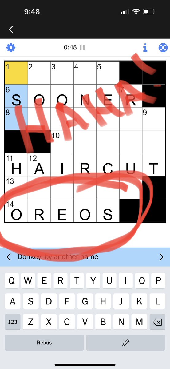 theoreotheorca's tweet photo. I am in the New York Times crossword!! https://t.co/OScNK54pMi