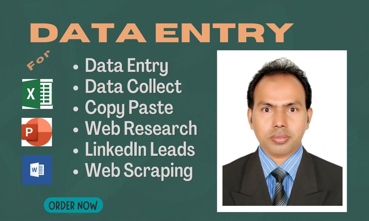 Hi I am expert in Data Entry for if you need any kind if help feel free to Message me. I am ready to assist you-

Please Contact ME For Order: fiverr.com/share/604gKR

#dataentryservices #dataentryjobs #dataentry #datacollection #DataAnalytics