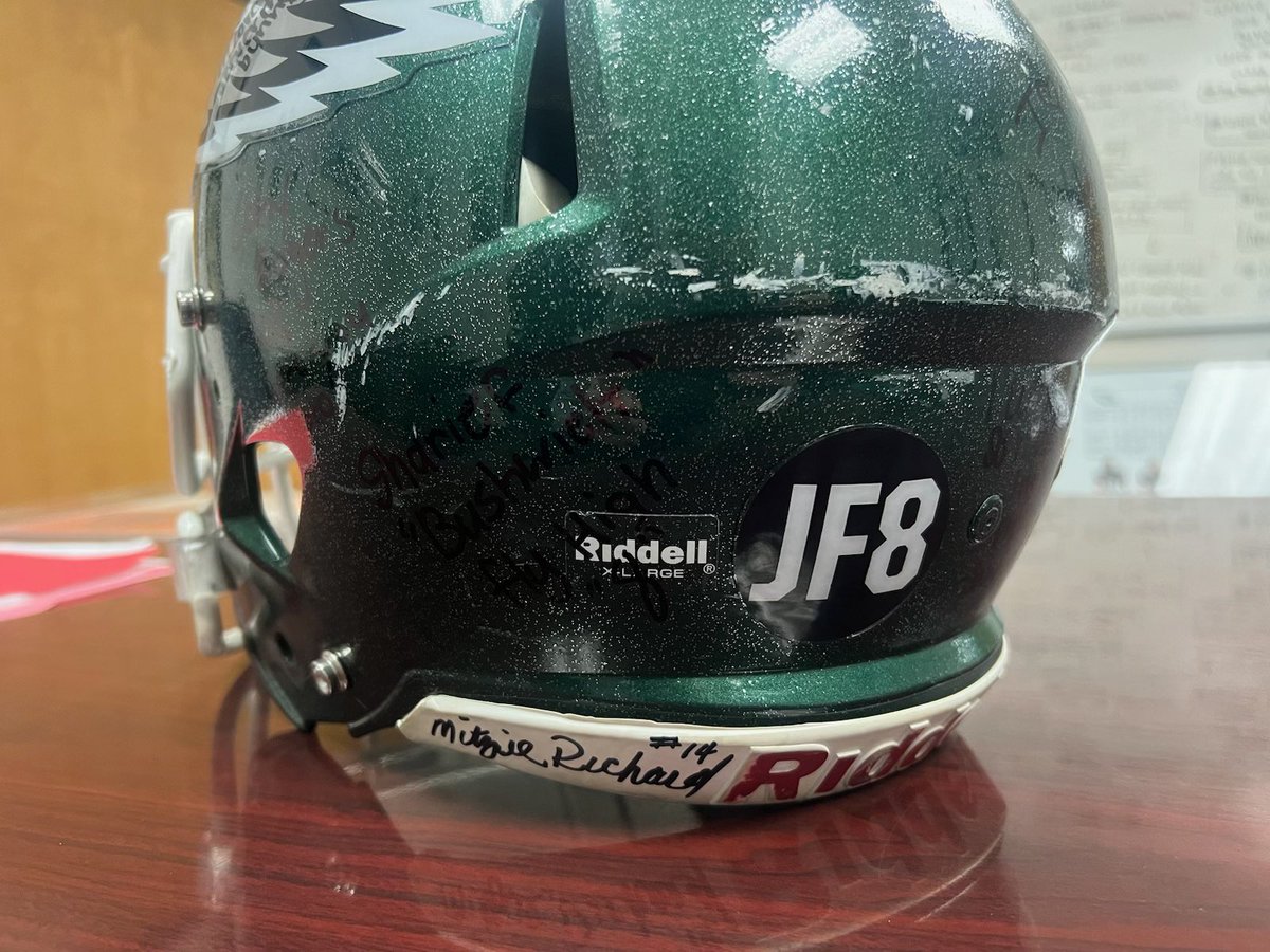 The Collins Hill Community would like to send a special shout-out to @RiddellLou_SE for these awesome helmet stickers to honor our fallen player Jayden Faison. @SwickONE8 @CHHS_Sports #FORTHEHILL #JF8