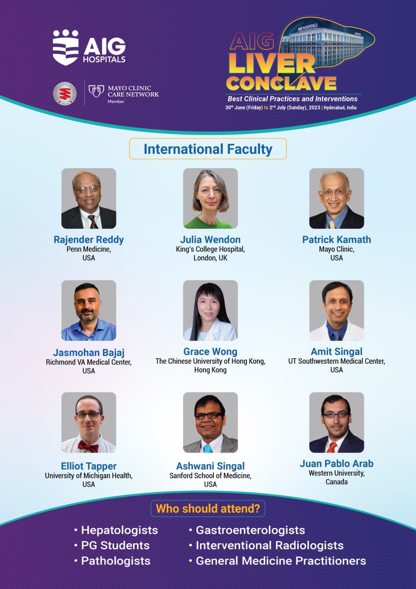 Our pursuit for academic excellence continues with the #AIGLiverConclave, the most comprehensive, practical, and case-based #Liver symposium with top global #hepatologists. Join us at #Hyderabad from 30th Jun to 2nd Jul. Registration to open soon. @DrMithunSharma…