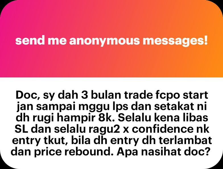 Okay jom cerita pasal win rate, RRR dan buffer loss.

Assuming anon trade 1 lot, RM8k bersamaan dengan 320 ticks.

Assuming anon trade dengan cut loss 10 ticks, bermakna bersamaan dengan 32 entries.

Here's the beauty of proper RRR:

Contoh trading strategy anon RRR 1 : 2, CL 10