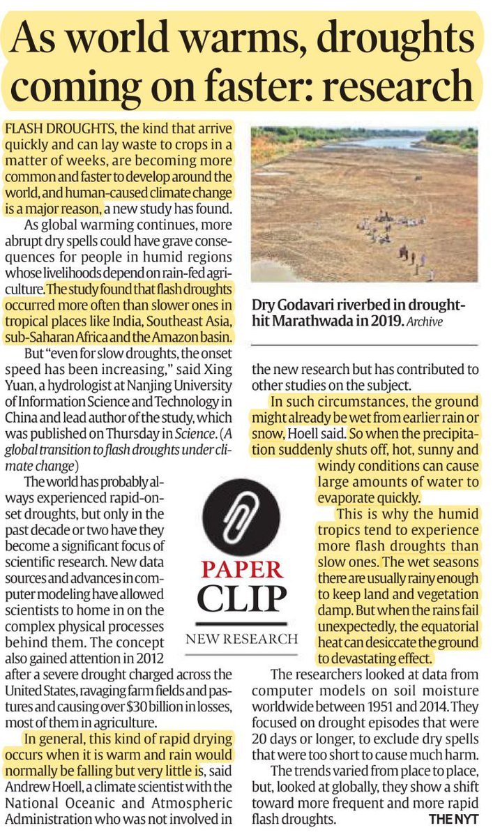 Incidences of flash droughts increasing

#FlashDroughts

#Drought

#ClimateChange

#Climatology

#Geography

#GS1