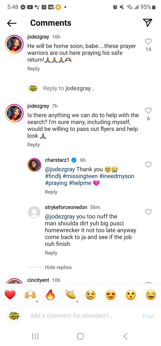 Someone I knew, son was missing, and on her page, I expressed empathy and the urge to help. The troll created a fake page to reply under the comment with the below. The words do not tell me this is the attacker: