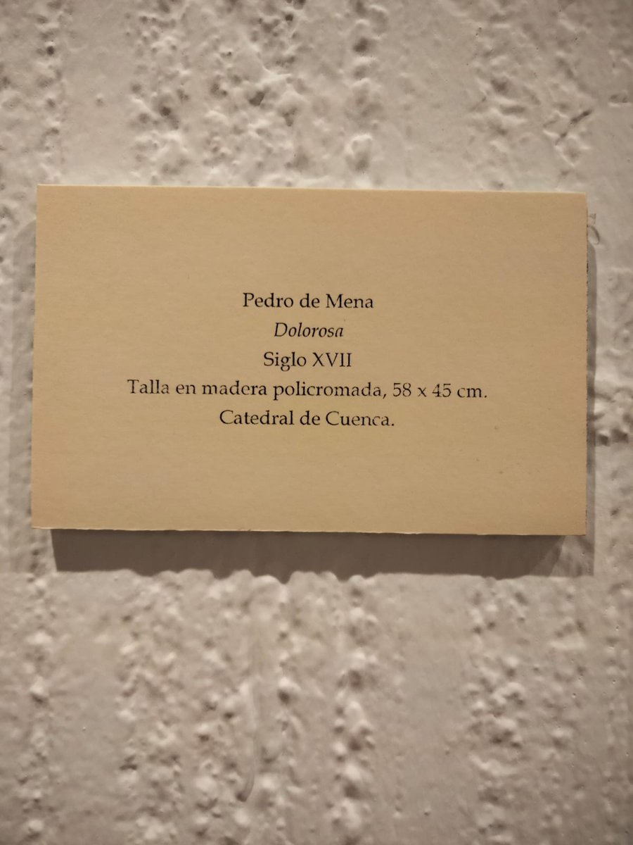 msscuenca.org (@msscuenca) on Twitter photo La Dolorosa de Mena, cedida por la Catedral de Cuenca España es una de las 21 obras de arte sacro de la exposición Pasión contemplada que puedes ver en el Museo De La Semana Santa de Cuenca hasta el 2 de mayo. <a href="/JdC_Cuenca/">Junta de Cofradías de Cuenca</a> <a href="/CatedralCu/">Catedral de Cuenca, España</a> La Dolorosa de Mena, cedida por la Catedral de Cuenca España es una de las 21 obras de arte sacro de la exposición Pasión contemplada que puedes ver en el Museo De La Semana Santa de Cuenca hasta el 2 de mayo. <a href="/JdC_Cuenca/">Junta de Cofradías de Cuenca</a> <a href="/CatedralCu/">Catedral de Cuenca, España</a>