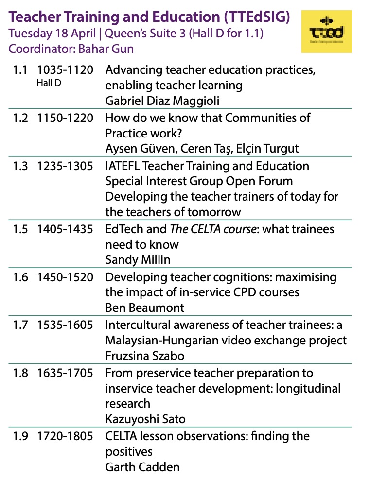 Do not miss TTEd SIG Showcase @IATEFL Harrogate 2023!