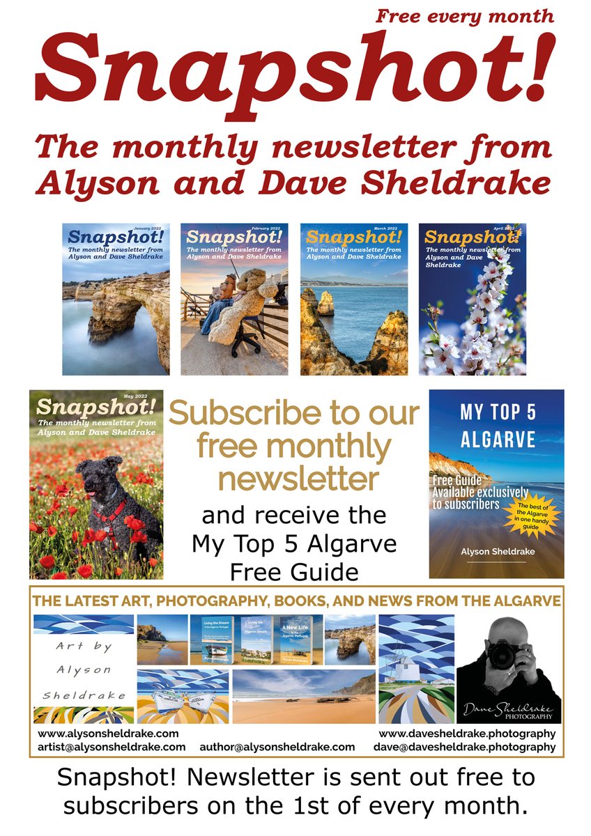 Snapshot! It's full of #art, #photography, #books, #reviews, #interviews with #authors and #features, and #news about the #Algarve in #Portugal Click the link to see this month's edition - and subscribe if you like it! (It's free!) alysonsheldrake.com/news/