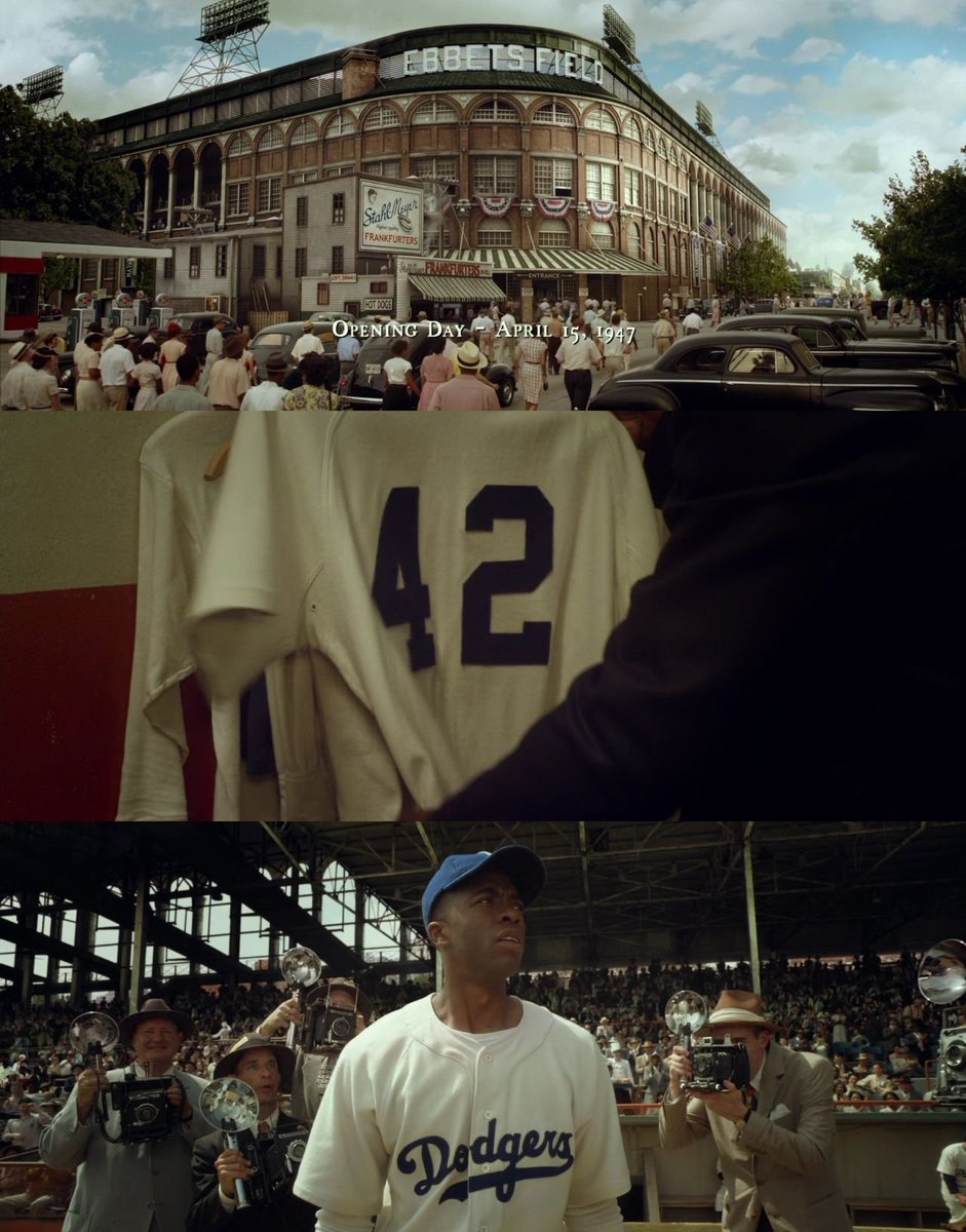 Apr 15th 1947 - Jackie Robinson (played by Chadwick Boseman) became the first African American to play in Major League Baseball. Depicted in #42Movie