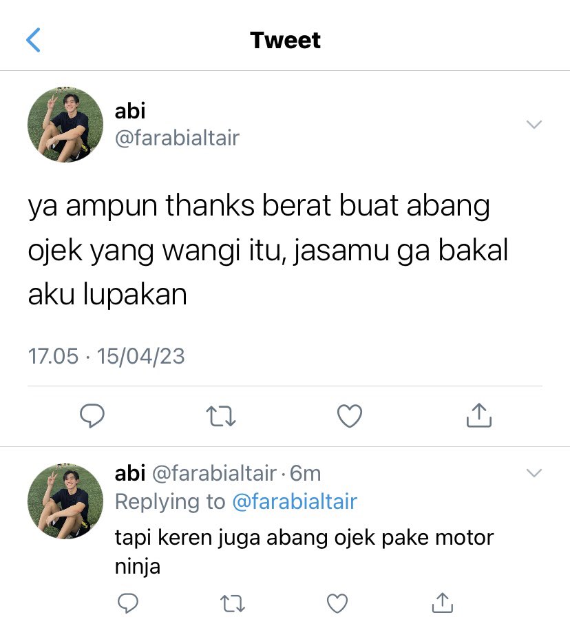 geminaifourth's tweet photo. — #geminifourth prompt au

ganta, all rounder kampus yang malah disangka tukang ojek oleh farabi, cowok polos yang bikin ganta jatuh hati. https://t.co/S0hV9Vft4h