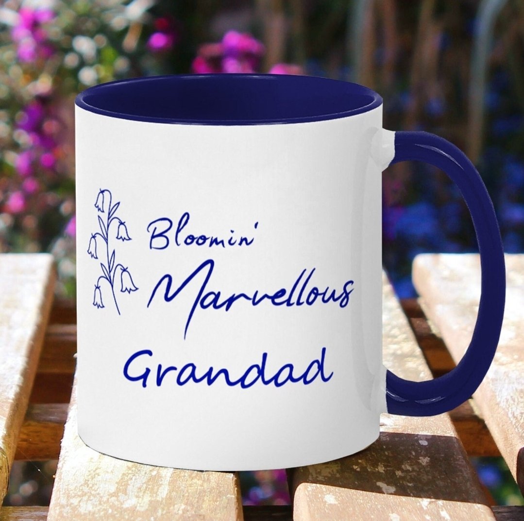 LoopTheLoopD's tweet photo. Starting your Father's Day shopping early? Or like the design just for you as a gardening lover? 
Our 'Bloomin Marvellous' bluebell silouette two-tone mug can be personalised for birthday or Father's Day gifting or personalisation left off, if you would just love it for yourself! https://t.co/oO1bYagycK