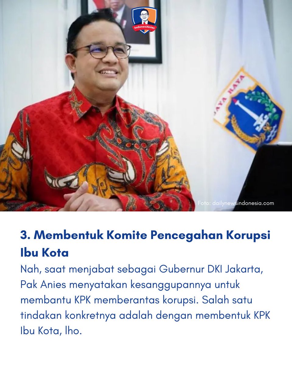 indonesianies_'s tweet photo. Hati-hati baca konten ini‼️

Karena isinya mengandung fakta tentang inovasi Pak @aniesbaswedan melawan korupsi sejak jadi Rektor Universitas Paramadina sampe Gubernur DKI Jakarta!🤭

@AnchaJie_ 
#RelawanIndonesiAnies #AniesBaswedan #Anies #RekamJejakAnies #Pilpres2024 https://t.co/YNjdebf1YE