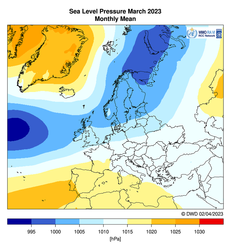 Los meteorólogos "descubren"  el porqué no ha llovido en España en el #invierno 2022-2023 y #marzo 2023: ha sido, llana y simplemente, por el predominio de vastas y altas presiones sobre el país y nada tiene que ver con .... (ponga aquí lo que se imagine).
Mapas de <a href="/DWD_klima/">DWD Klima und Umwelt</a>
