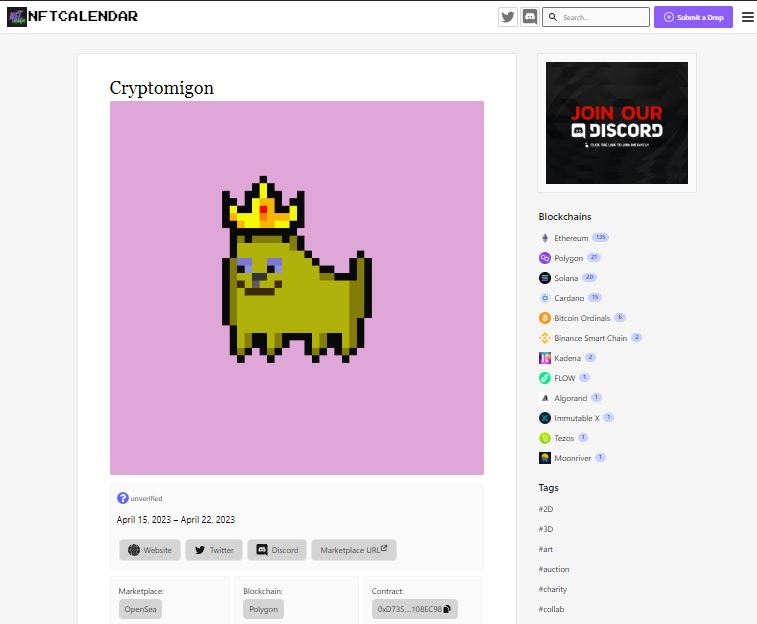 jdcipher_'s tweet image. submitted drop on NFTCALENDAR😇
Thanks NFT_CALENDAR_team😍
nftcalendar.io/event/cryptomi…

#NFT #opensea #nftcollector #PolygonNFTs #Matic