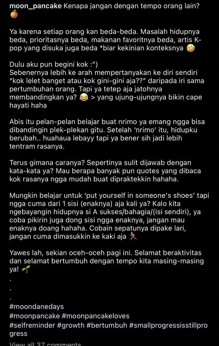 ddayblu's tweet photo. @worksfess Keinget postingan moon pancake yg ini. Daann berkat IG:poninipu yg wkt itu sharing soal gpp jalan melamban bukan lari2 karena takut ketinggalan, aku lgsg kepikiran kalau kata2 itu bener bgt. Hidup jg jd lebih santai👍🏼 semangat https://t.co/zz3UfJlvHK