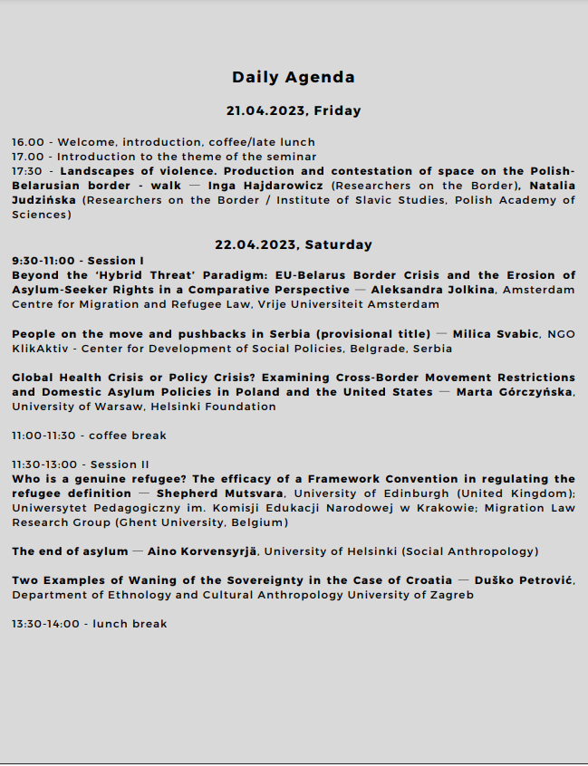 BGranicy's tweet photo. In a little less than a week, we share the agenda of our upcoming research seminar! (21-24 April)
We are beyond excited - just check out the program!
There will be a chance to meet and discuss in person and online - please register and join us! ⬇️
https://t.co/Ys8SlzAXjl https://t.co/fFDAu4xrJh
