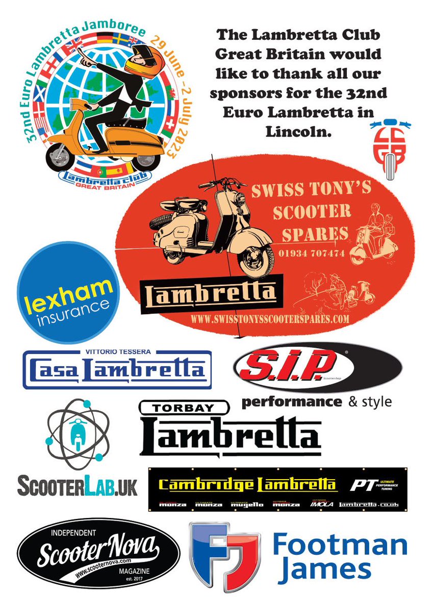 We would like to thank all our sponsors for this years Euro lambretta at Lincoln
