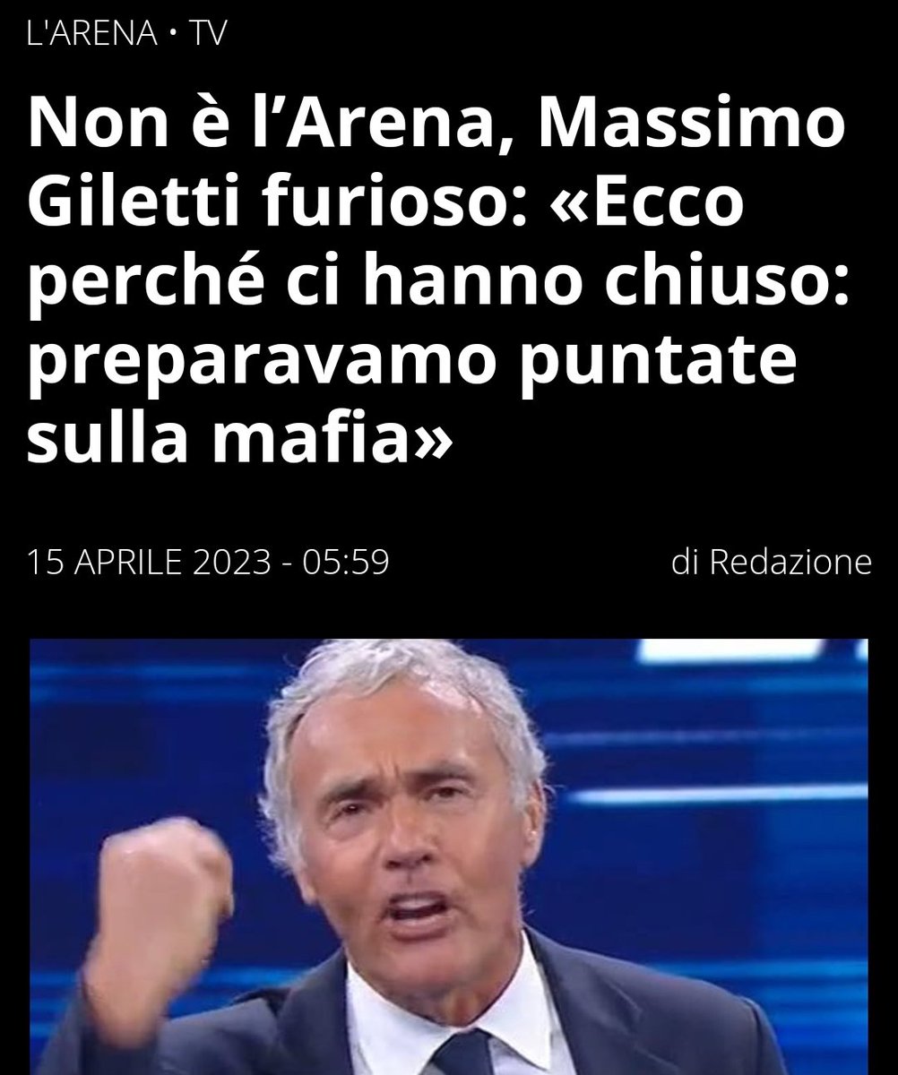 Antonio13869142's tweet image. Viviamo in un paese di un #Sistema di #Corrotti #Mafie e strategie di #Persecuzioni_Malefiche.

#MassimoGiletti 
#NonelArena