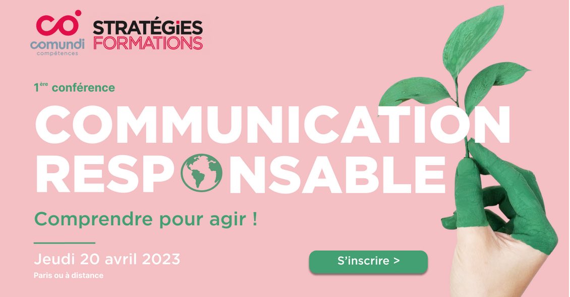 [1ERE CONFERENCE COMMUNICATION RESPONSABLE] #SaveTheDate 20/04/2023 avec <a href="/ComundiActu/">Comundi</a>  X <a href="/Strategies/">Strategies</a>  
à #Paris ou #Visio
💡Tout comprendre à la #Communication #Responsable !
📰 Partager avec les #experts les #solutions qui marchent.
#Code #Réduction 👉🏻 IPCOM-RSE-10%-NEWS