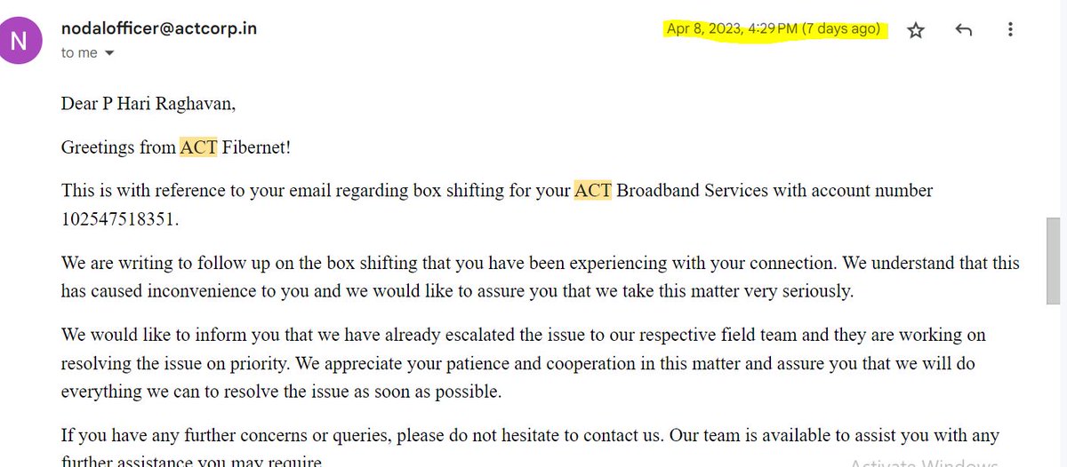 hari_raghavan18's tweet photo. @ACTFibernet worst customer service ever. Harassed for the last 3 weeks. https://t.co/w1jhdeETAZ