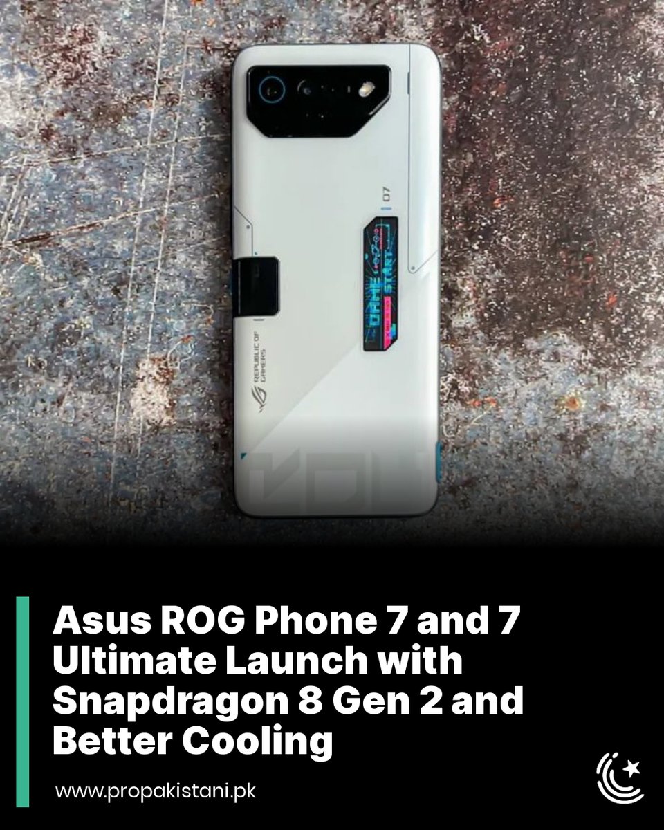 ProPakistaniPK's tweet photo. Top of the line specs with improved cooling for longer gaming sessions.

Read More: https://t.co/H1XgSm4RfN

#Asus #AsusROGPhone7 #AsusROGPhone7Ultimate https://t.co/sd8xinBKVo