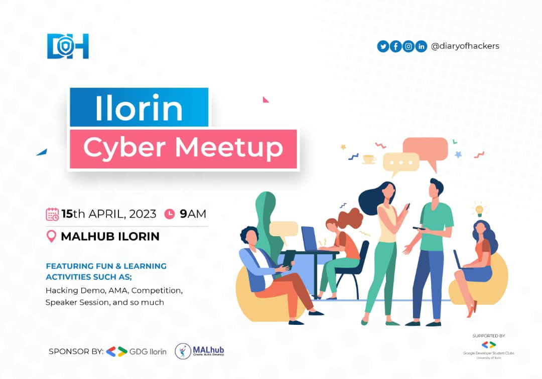 DoHAfrica's tweet photo. Diary of Hackers Ilorin Community has lots of interesting Program lined up for you at the #IlorinCyberMeetup
It's going to be a worth of your time ๐
_Be prompt, Check-in starts 9am_
#infosec #cybersecurity #meetup https://t.co/HakaypOv0a