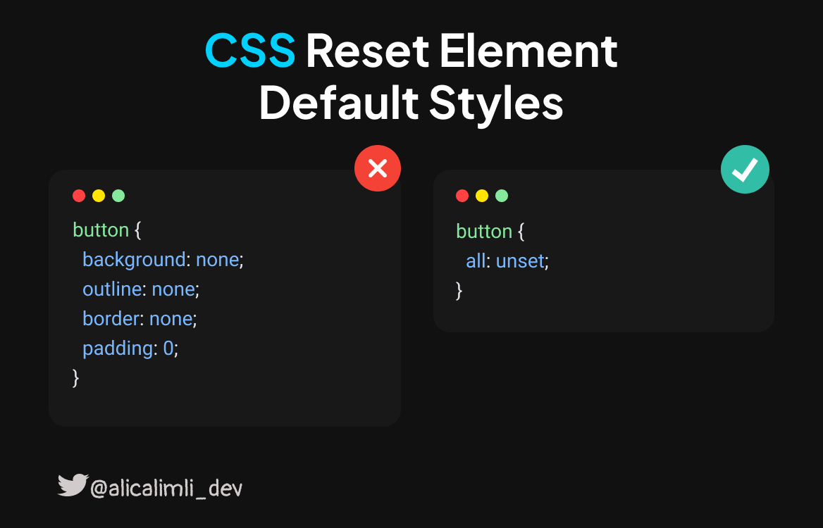 Reset default element styles in CSS 👇