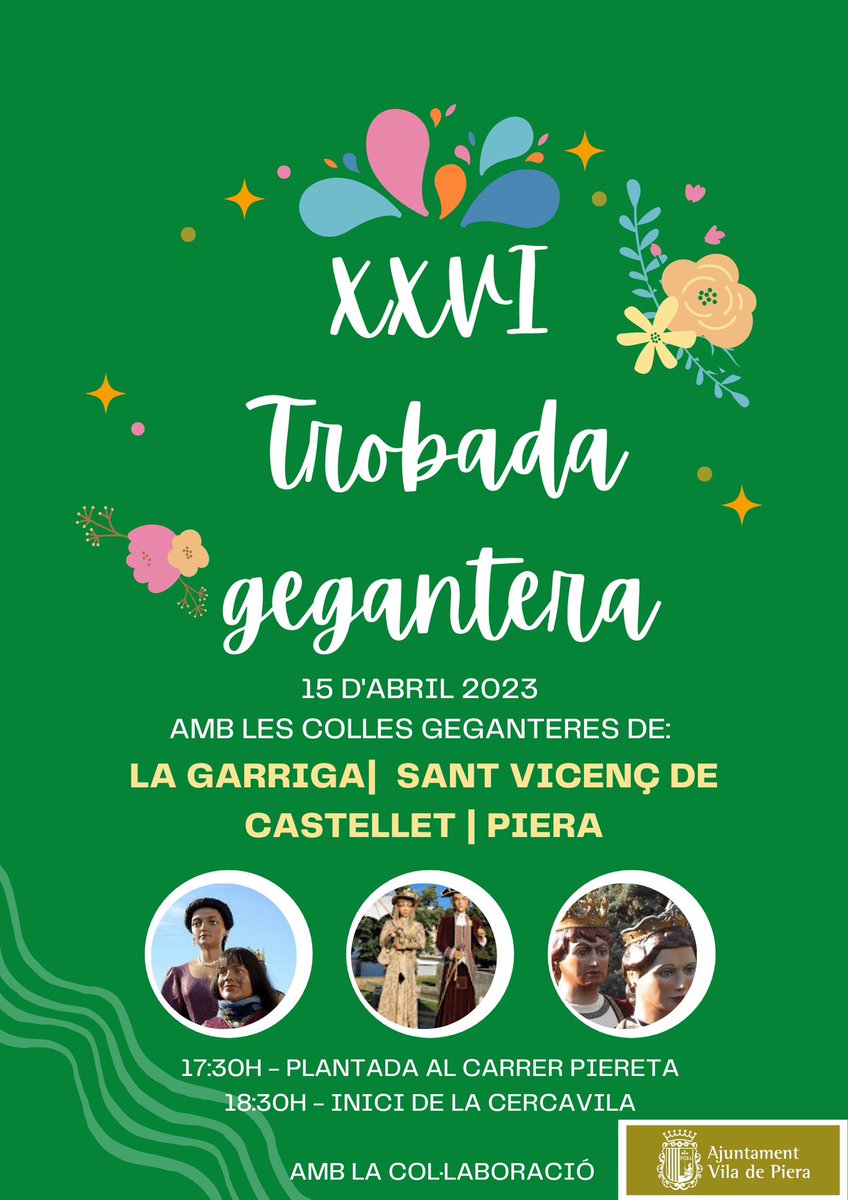 Aquesta tarda ens trobem al carrer Piereta de <a href="/viladepiera/">Vila de Piera</a> amb les colles geganteres de la Garriga i Sant Vicenç de Castellet