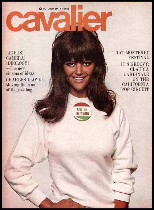 Happy birthday to claudia cardinale and her \kiss me i\m italian\ button 